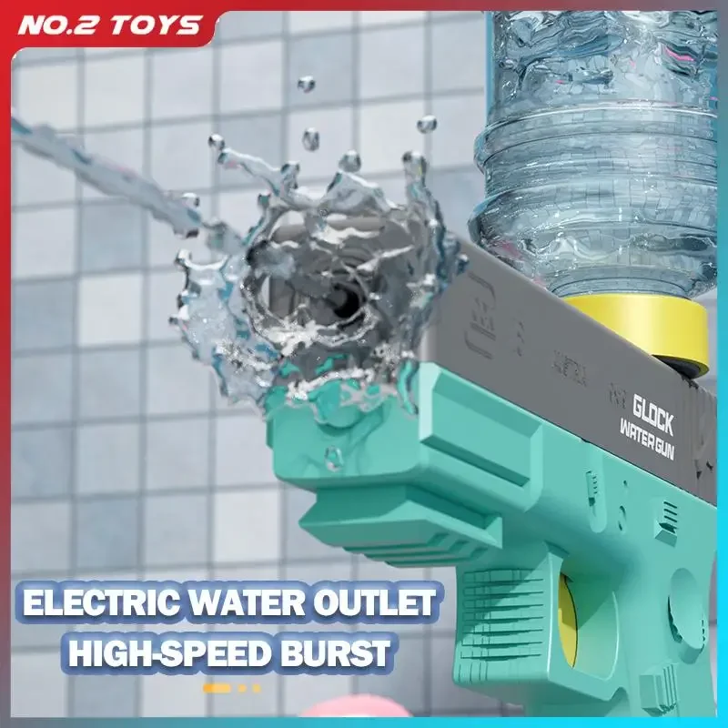 مسدس مياه كهربائي مع مسدس شحن زجاجة مسدس مياه أوتوماتيكي مسدس عالي الضغط لعبة أطفال خارجية للحفلات على الشاطئ لعبة معركة #4