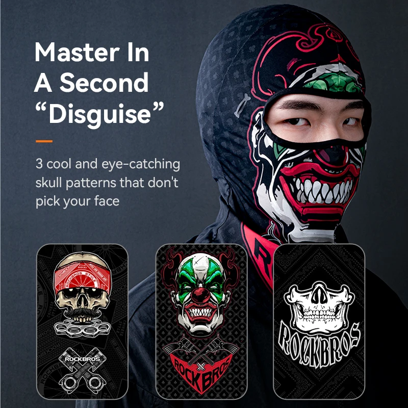 ROCKBROS UPF50+ Full Face Mask Balaclava Sunscreen Ice Silk Hood Mask Cool Printing Men Women Protect Breathable Windproof Scarf