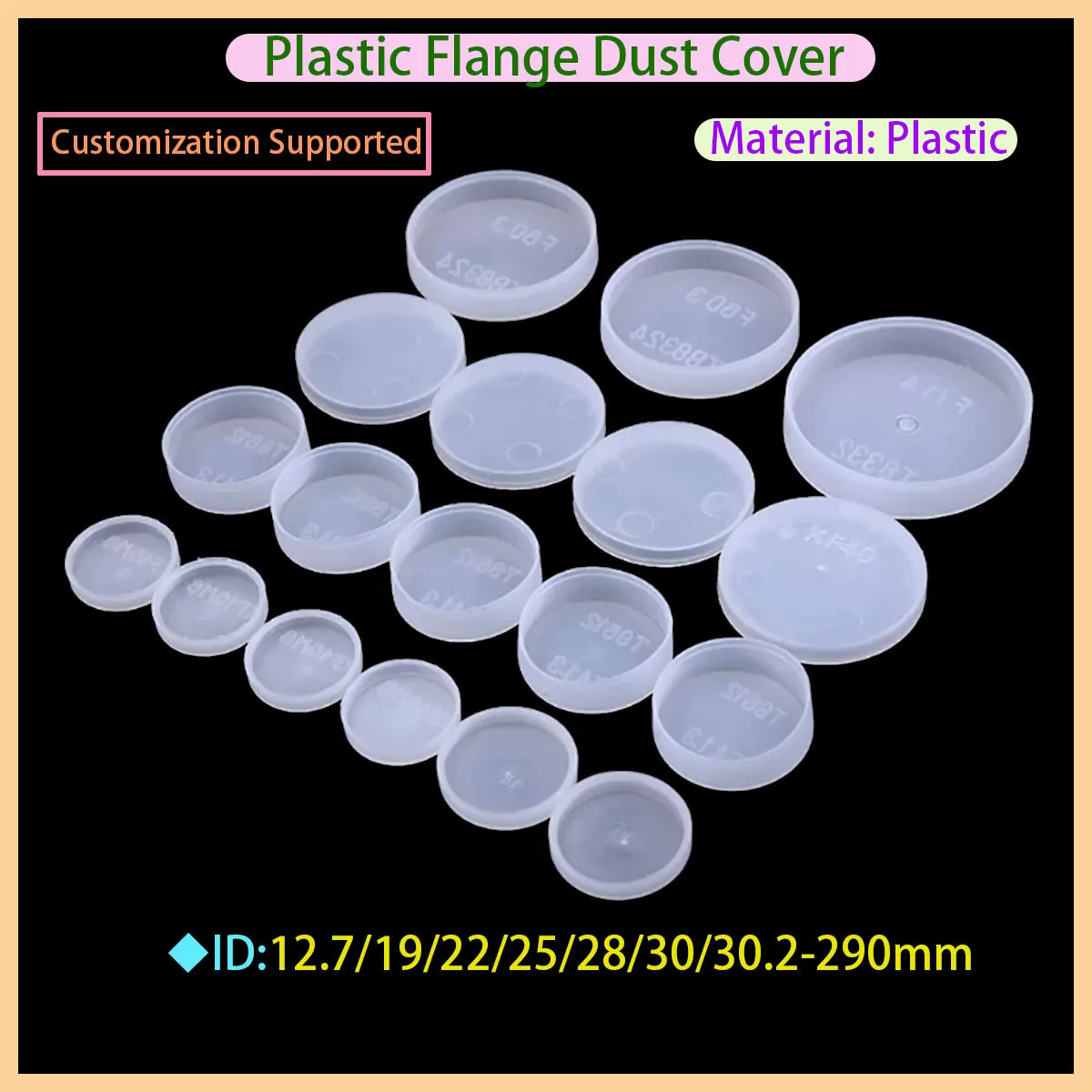 PE White Semi Transparent Vacuum Flange Protective Cover Compatible with Oil Pipe Joint Sleeve Dust Cover