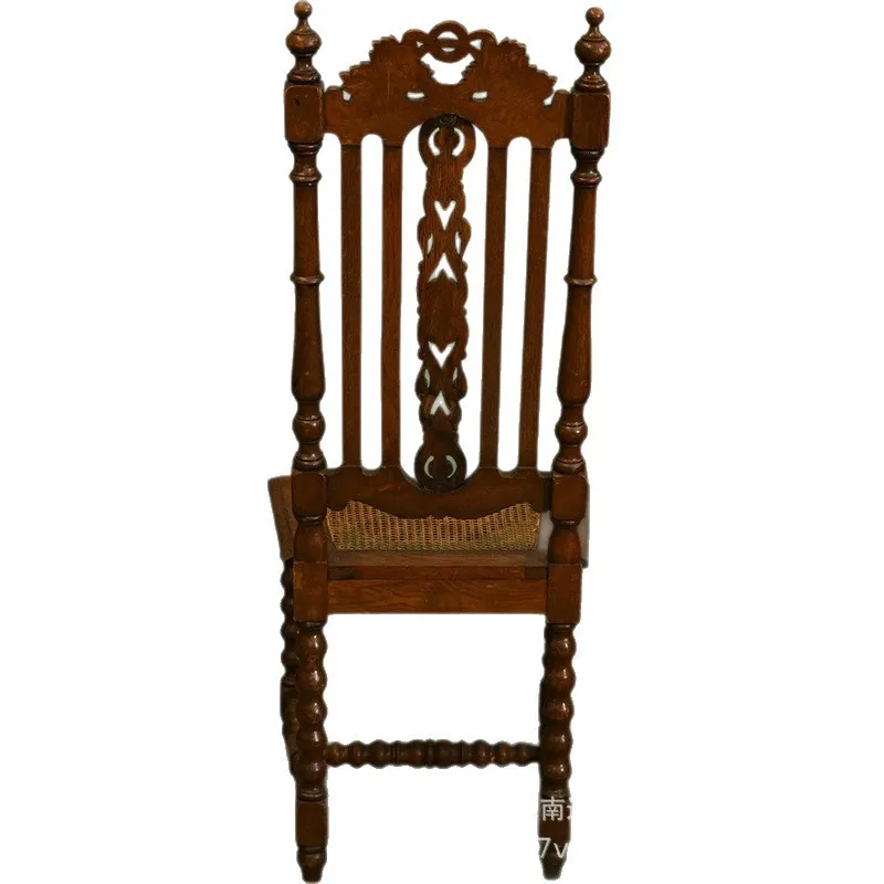CX solid wood carving flower casual coffee chair retro style rattan chair surface pearl, coffee table chair