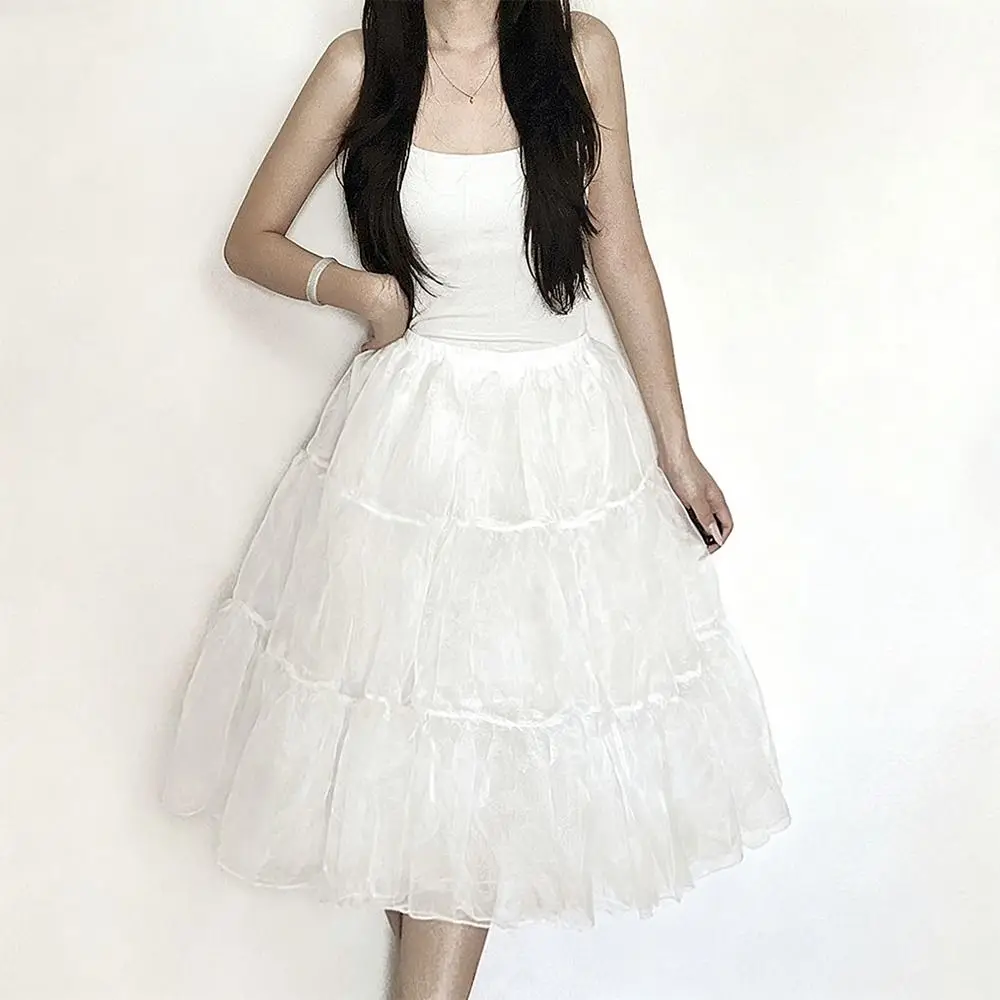 Fashion Lolita Petticoat White Without Hoop Ball Gown Petticoats Cosplay Breathable Wedding Petticoats Party Dress image 6