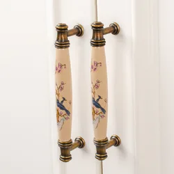 Antique Drawer Cabinet Handles Retro Zinc Alloy Ceramics Flower Dresser Closet Hardwares Kitchen Cupboard Knobs Furniture