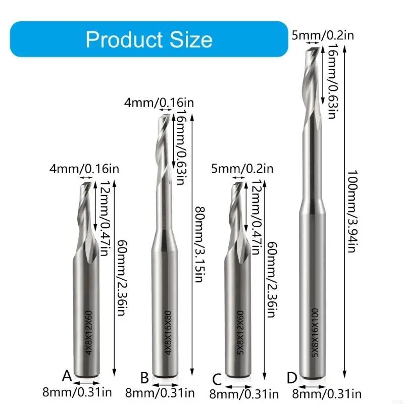 HSS Single Flute Spirals End Mill ความแม่นยำบิตบิตสำหรับอลูมิเนียมและโลหะตัดโลหะเครื่องมือตัดตัด 8 มม. Shanks Y4QC
