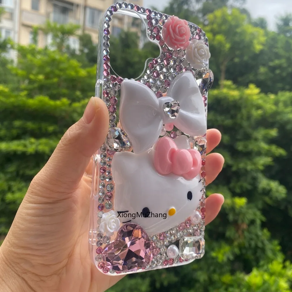 Sanrio Hello Kitty Luxus Glitzer Diamant Strass Bling Hülle für iPhone 17 16 18 Pro Max 15 Plus 13 12 14 Handy Rückseiten-Cover – Detail 4