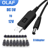 OLAF DC 5V to 12V USB Cable Boost Converter Step-up Cord for Wifi Router Modem Fan Speaker WiFi to Powerbank Cable 8 Connectors