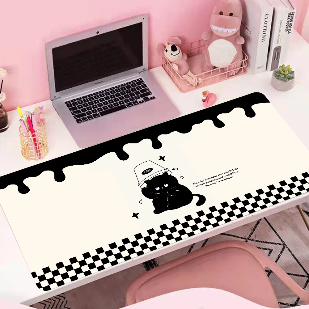 

black cat Mousepad Large Gaming Kawaii XXL Gaming Mouse Pad Rubber Big Fashion Laptop Notebook Office DeskMats Keyboard Mat