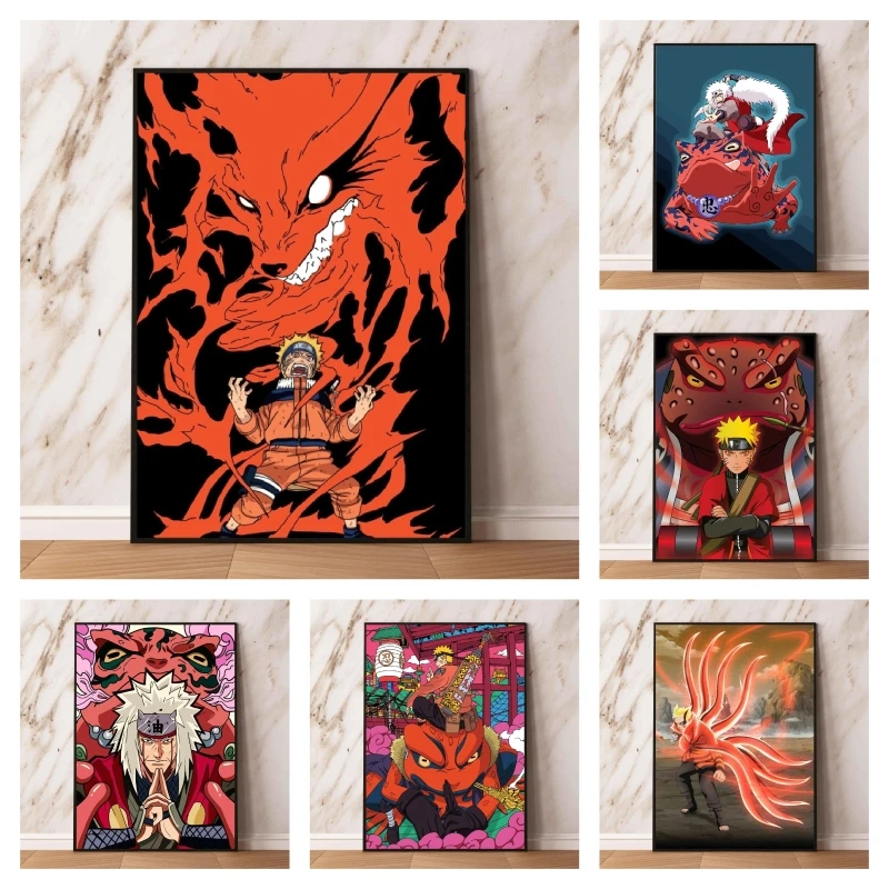 

Hot Selling Naruto Uzumaki and Kurama Canvas Decorative Painting Classic Anime Character Home Bedroom Wall Decor Posters