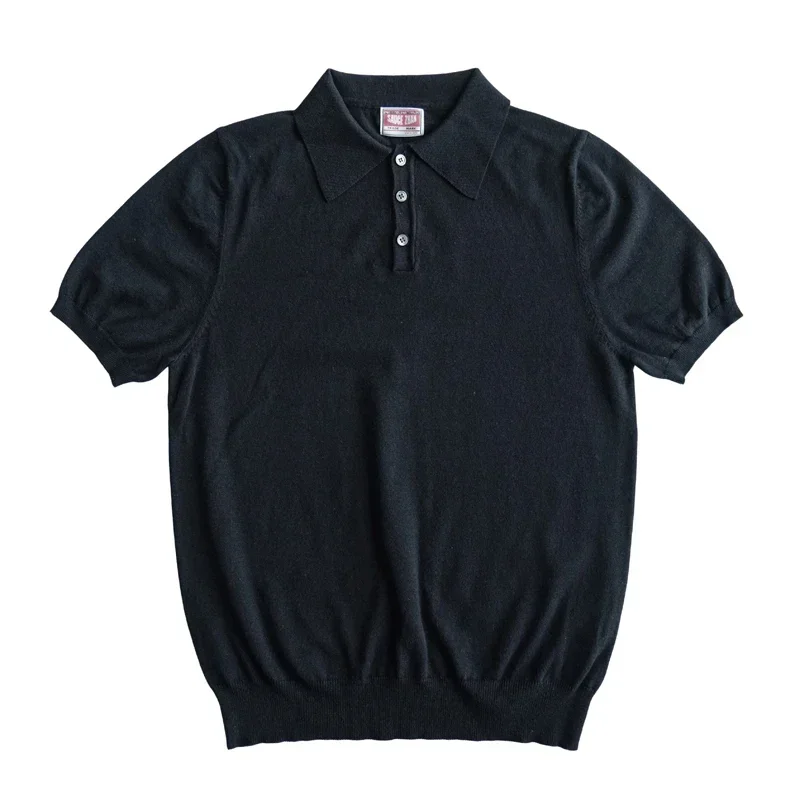 Sauce Zhan Polo Shirt Men Shirts Summer Knit Short Sleeve Shirt Vintage 100% Cotton Regular Fit