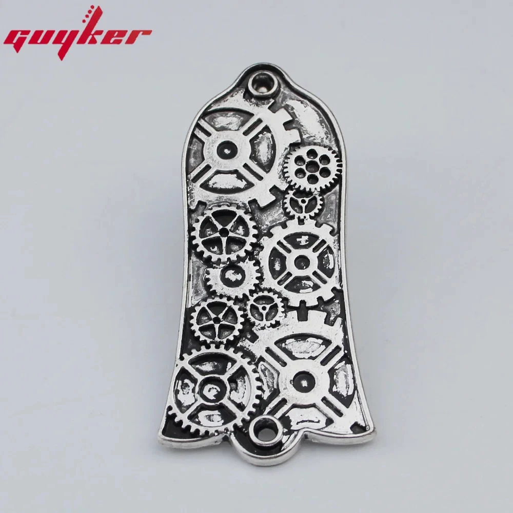 1 Pcs Guitar Head Cover 2 Holes Metal Guitar Truss Rod Cover For LP Style Guitar Parts Ancient Silve/Gold