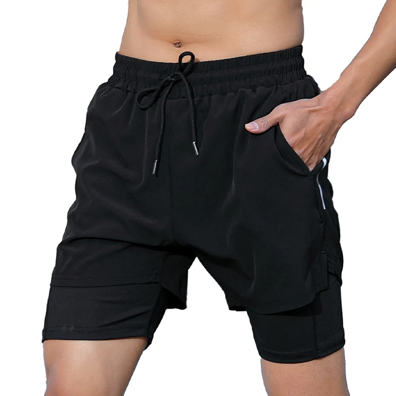 

Double Deck Running Shorts New Quick Dry Beach Male Workout Bottoms Homme Fitness Basketball Jogging Training Mens Gym Short