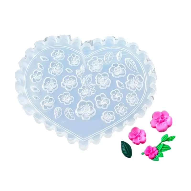 

Форма сердца ногтя Силиконовая плесень трехмерная вишня цветочная трафаретная трафаретная трафарета УФ -гель