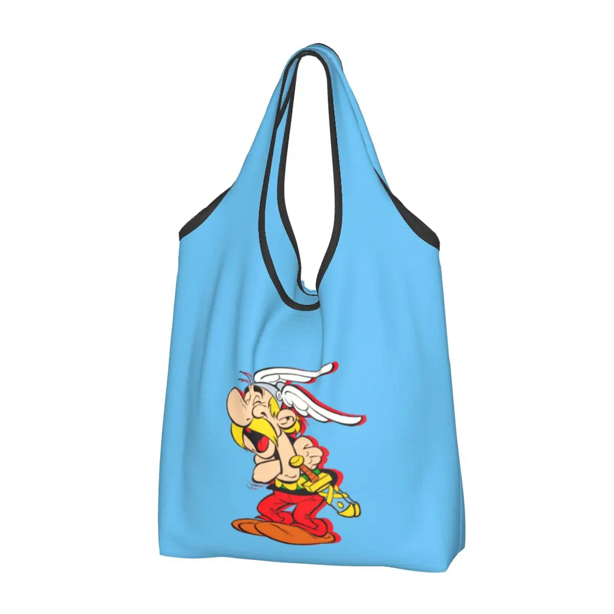 Cute Printing Humor Asterix And Obelix Tote Shopping Bags Portable Shopper Shoulder Handbag