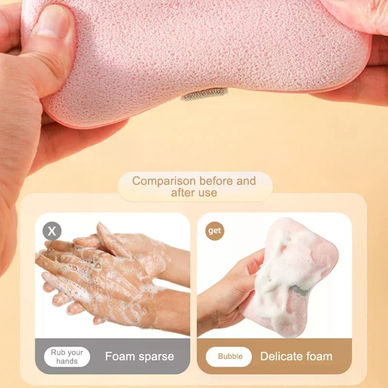 Badeschwamm, Gesichtswäsche, 2-in-1-Seifenbeutel, weicher, sauberer Puff, wiederverwendbarer Make-up-Entferner, Peeling-Pads für die tägliche Reinigung der Hautpflege