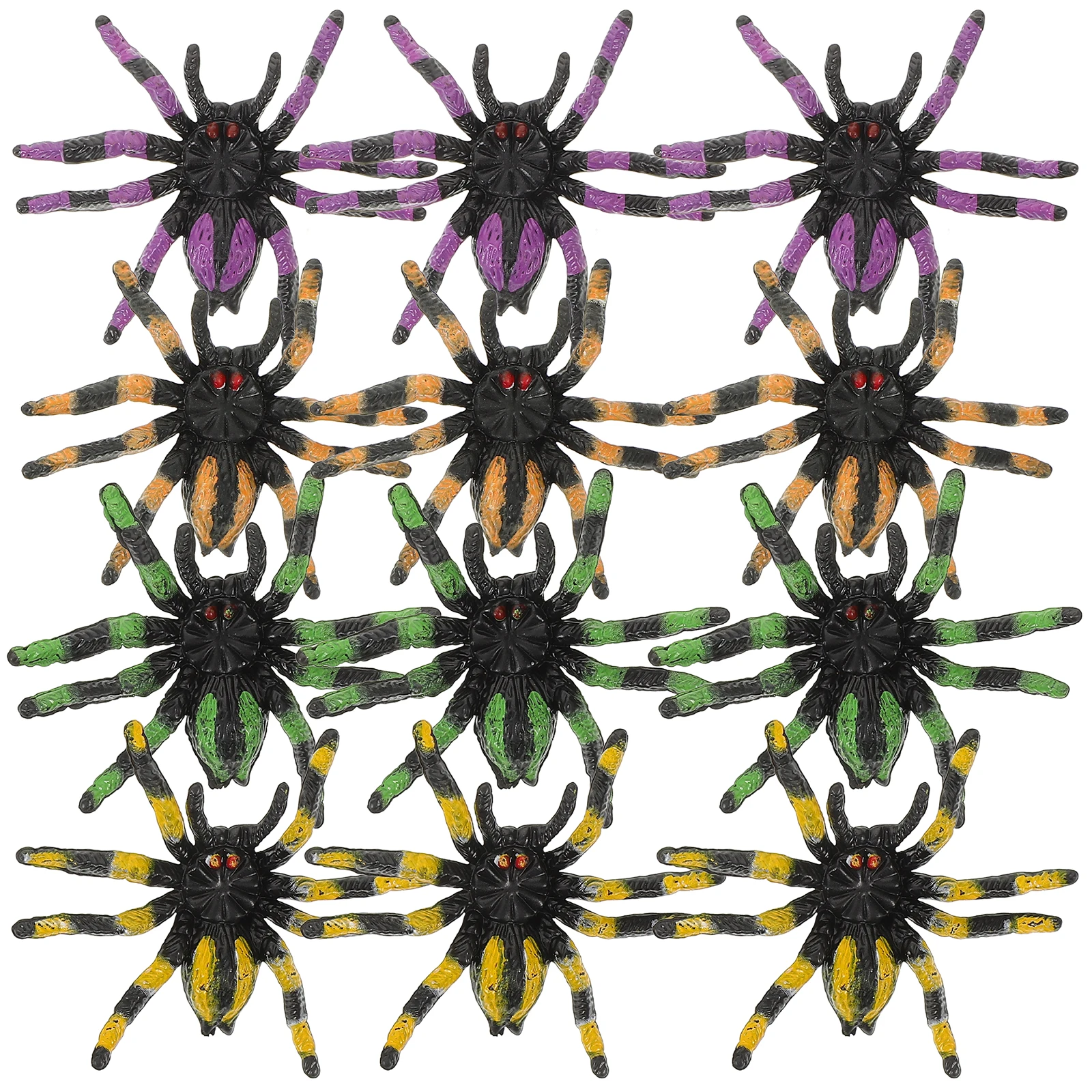 

20pcs Halloween Spider Decorations Giant Fake Spiders Party Supplies Purple Yellow Green Orange Glitter Craft Scary