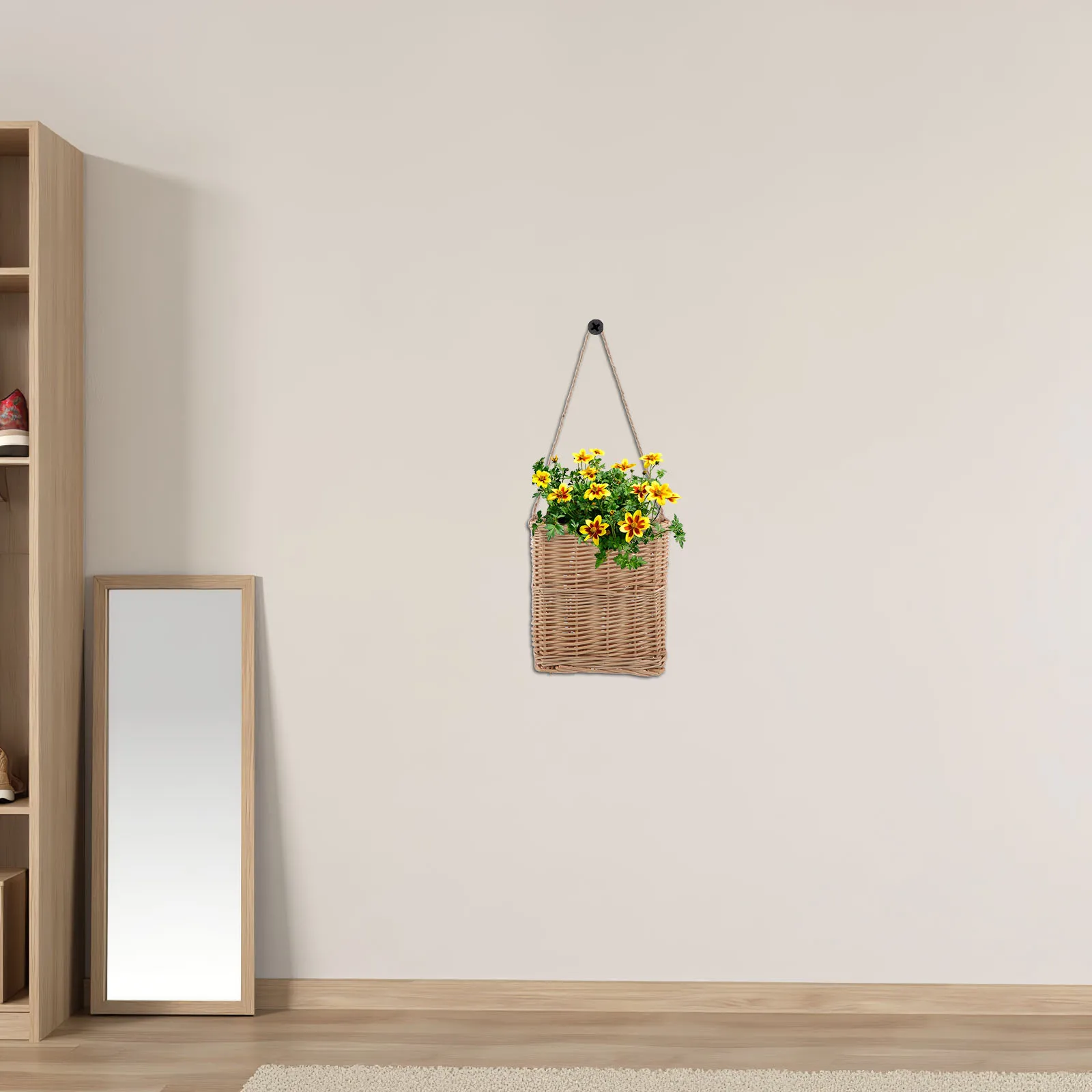 

Handmade Willow Weaving Wall Hanging Basket Fruit Woven Vegetable Flower Wicker Handwoven