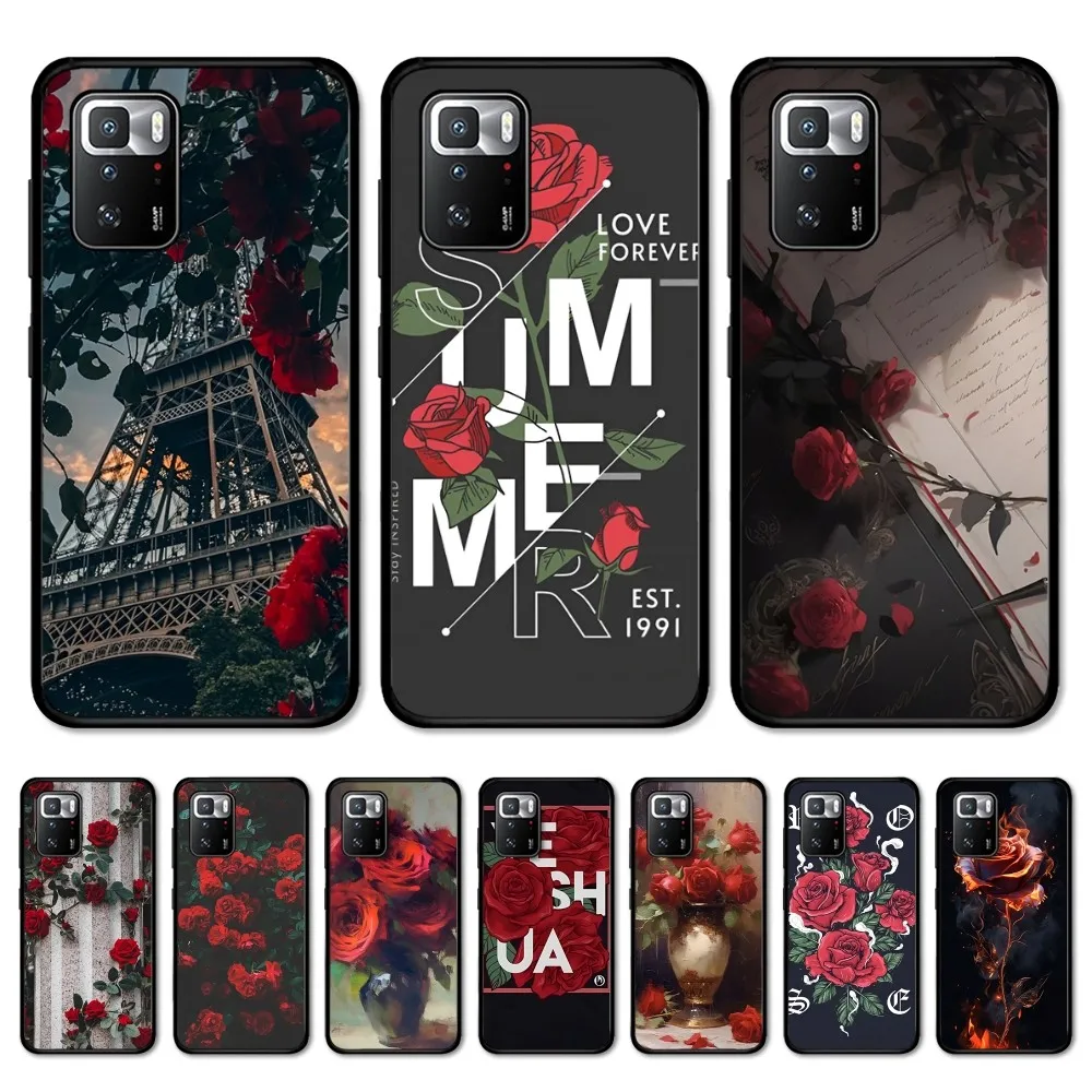 

Love And Red Rose Flower Phone Case For Redmi Note 4 X 5 A 6 7 8 T 9 9S 10 11 11S 11Epro Poco M3 Pro
