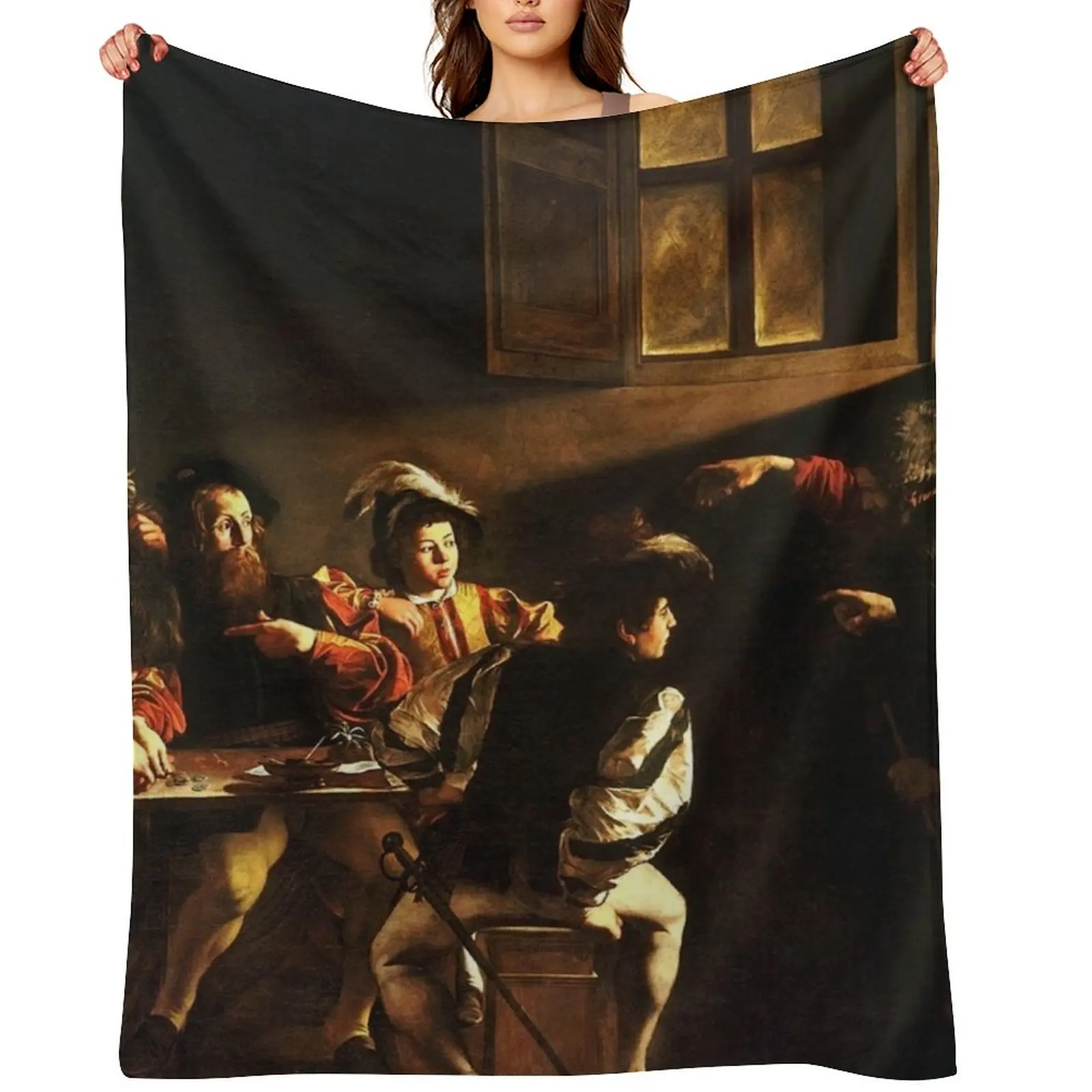 Caravaggio The Calling Of Saint Matthew Throw Blanket Sofa Throw Sofa Vintage Multi-Purpose Blankets