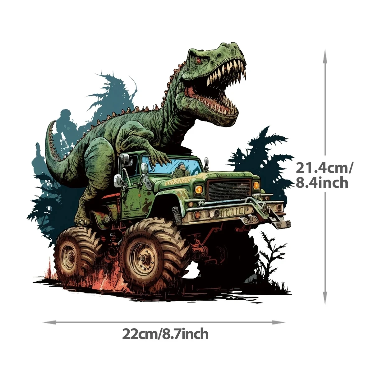 Truck Dinosaur Tyrannosaurus Rex Party Cartoon Animal Heat Transfer Stickers DIY Iron On Transfers For Clothing Handbag