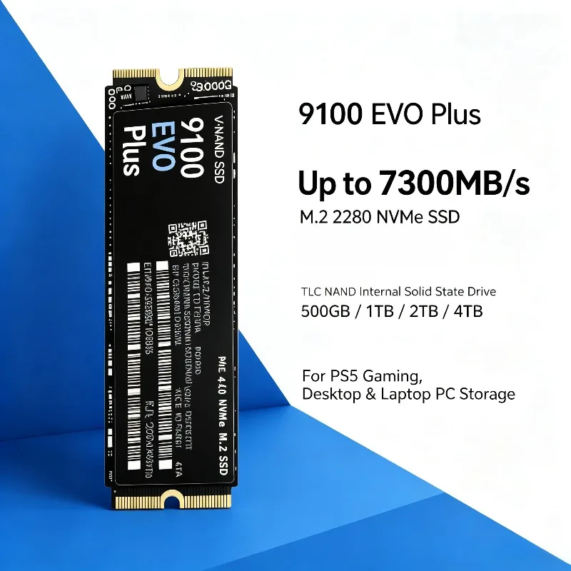 9100 EVO Plus M.2 2280 SSD NVMe 500GB-4TB 7300MB/s TLC NAND, unidade de estado sólido interna, para armazenamento em PS5, laptops para jogos e computadores de mesa.