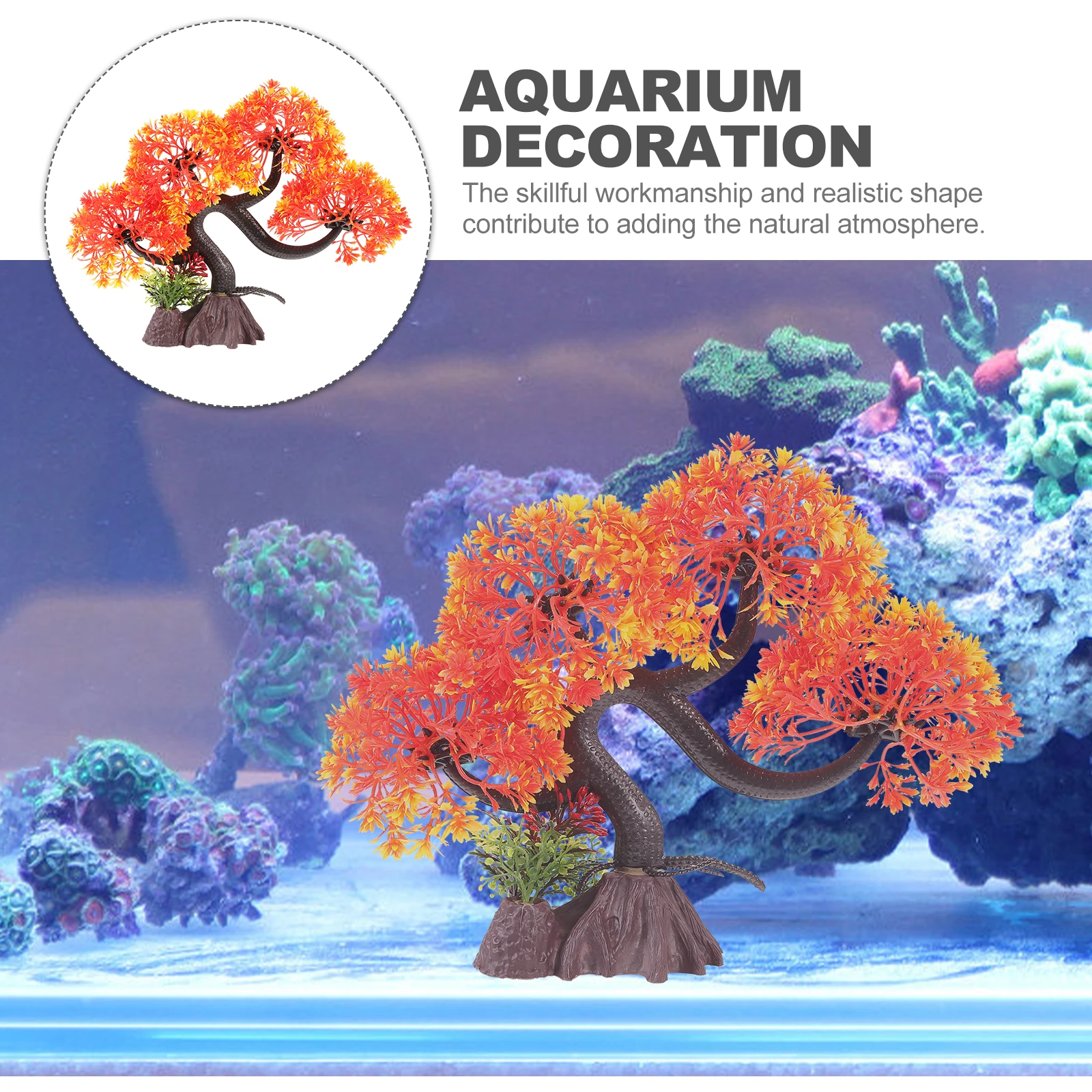 

Realistic Fake Tree for Aquarium Fish Tank Decor Plastic Tree Ornament Natural Look Aquarium Landscaping Supplies Decoration