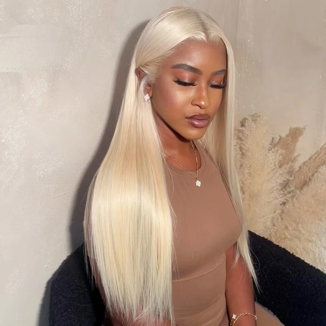 

Straight Blonde 220 Density Lace Front Wigs Human Hair Pre Plucked With Baby Hair Transparent 13×4 Frontal Wig For Women 613