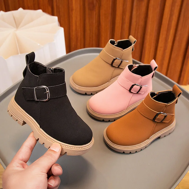 Baby Winter Soft-Soled Non-Slip Suede Boots Girls Boys Fleece Warm Short Boots Kids Casual High-Top Shoes Children Snow Outdoors