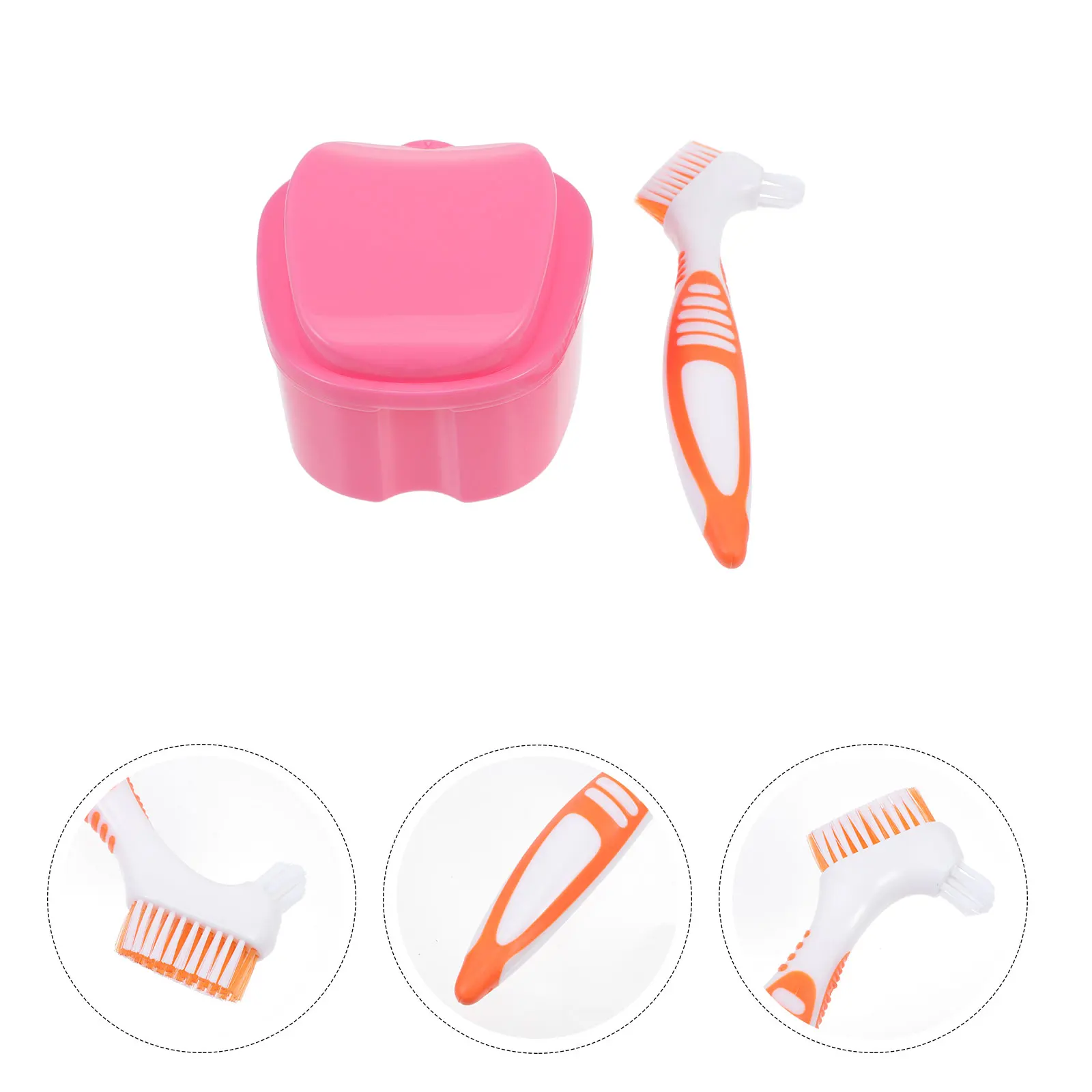 

1 Set Portable False Tooth Case Denture Box Brush Set Hygienic Breathable Gift For Elder High Quality Denture Cleaning Tool