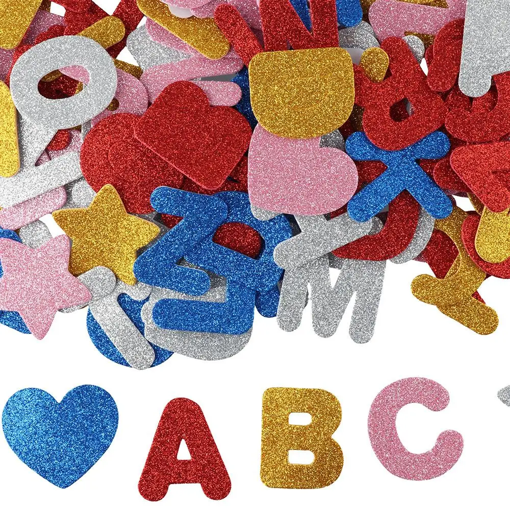 140pcs Craft EVA Glitter Foam Letter Stickers Colorful 1.7inch Alphabet Stickers A-Z Self-Adhesive for Scrapbooks,Cards