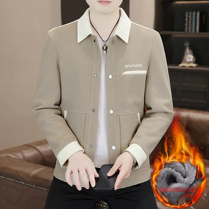 

Thiened Fce Jaet Outerwear Cotton Autumn Winter Men's Loose Casual Trendy Long Sve Coat Youth ular Sle K06