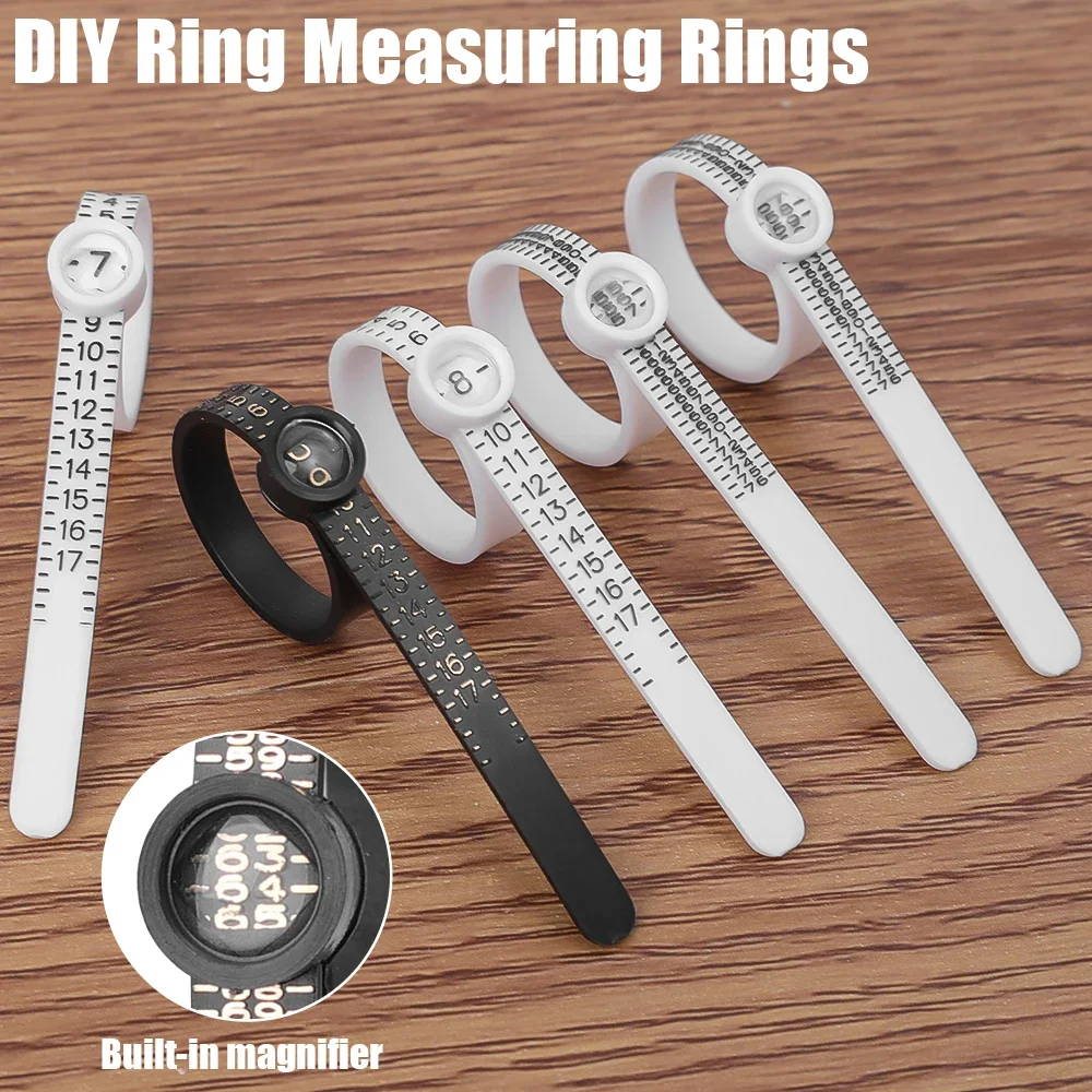 Magnifying Glass Ring Ruler Ring Measuring Tape Adjustable Ring Circle Finger Sizers Measuring Tool Standard US UK EU HK Size