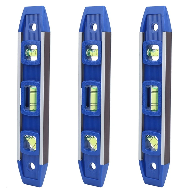 3Pcs Magnetic Torpedo Level 230Mm Spirit Level Three Bubble Portable Durable For Technicians Electricians To Make Marks