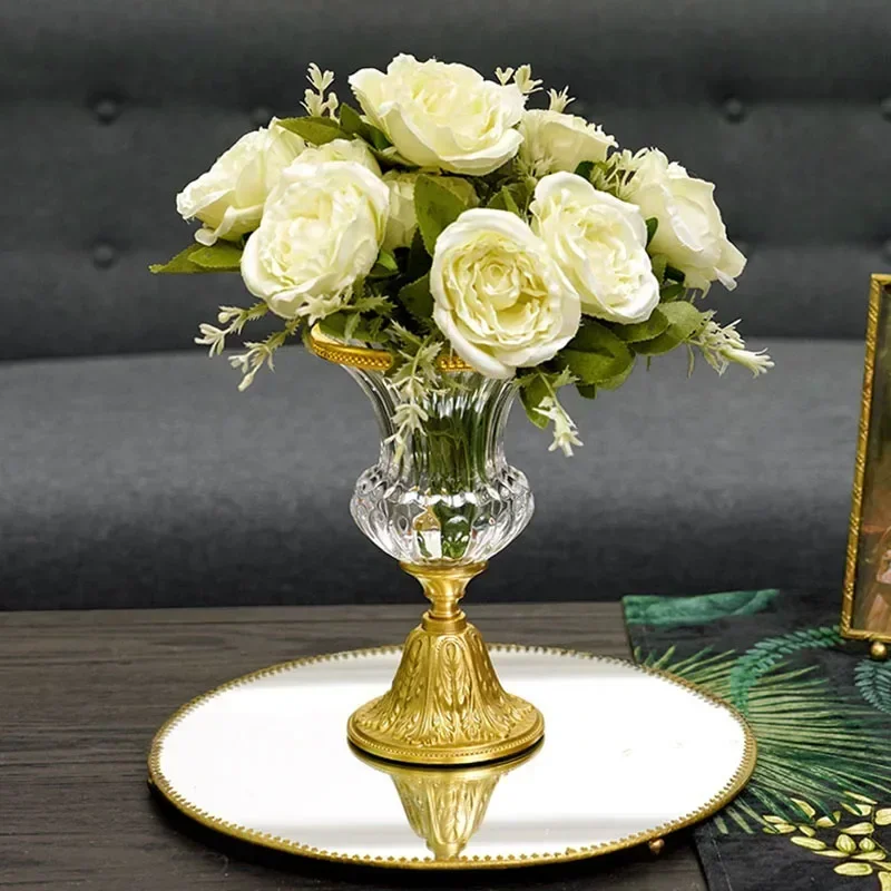 1pc Glass Vase Shaped Like A Wine Glass Living Room Dining Room Flower Utensils Desktop Vase Glass Ornaments Home Decor