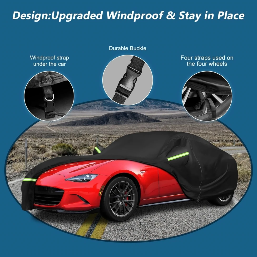 Waterproof Car Covers Custom Fit for Mazda Miata MX-5 1989-2023 All Weather Outdoor Windproof Heavy Duty Protection with Zipper