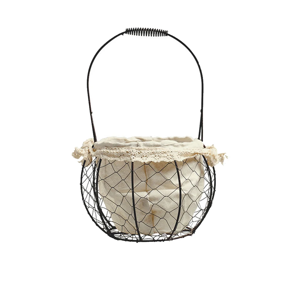 

Linen Metal Storage Basket Portable Flower Basket Versatile Home Hotel Decor for Living Room Kitchen Balcony L Size Light Grey