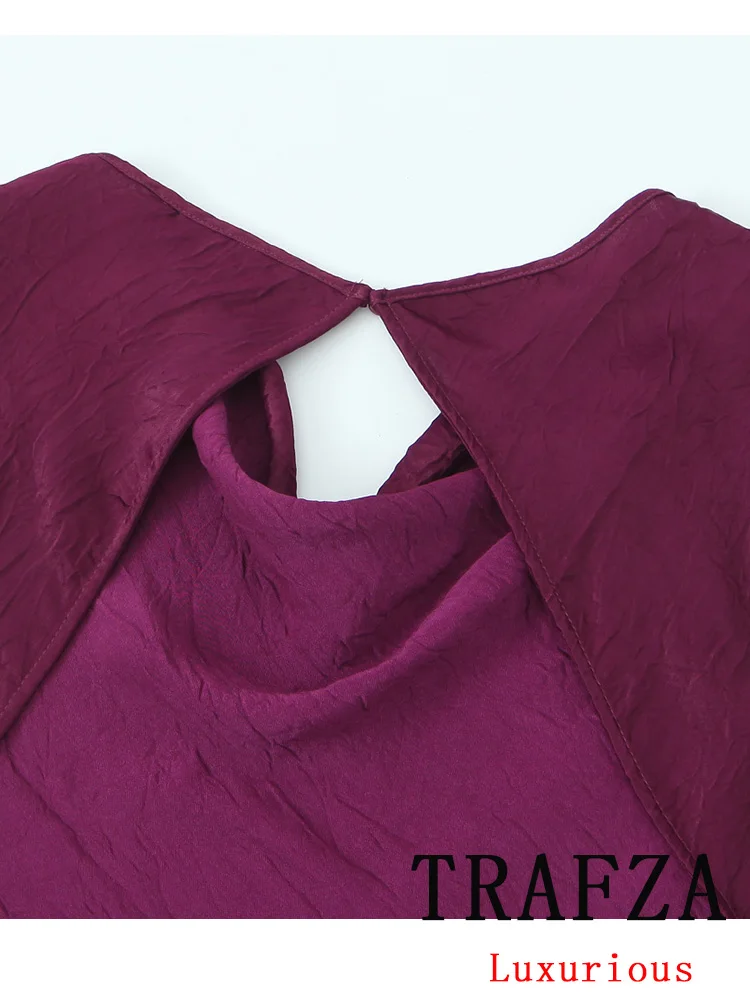 TRAFZA-Vestido largo recto sin mangas para mujer, prenda Sexy y elegante con escote en V, Espalda descubierta, a la moda, para fiesta y Club nocturno, 2024