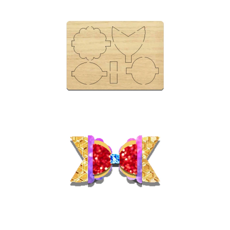 

BD51 Wooden Cutting Die for Cloud Shaped, Multi-layer Bowknot Hairpin, Suitable for Most Machines