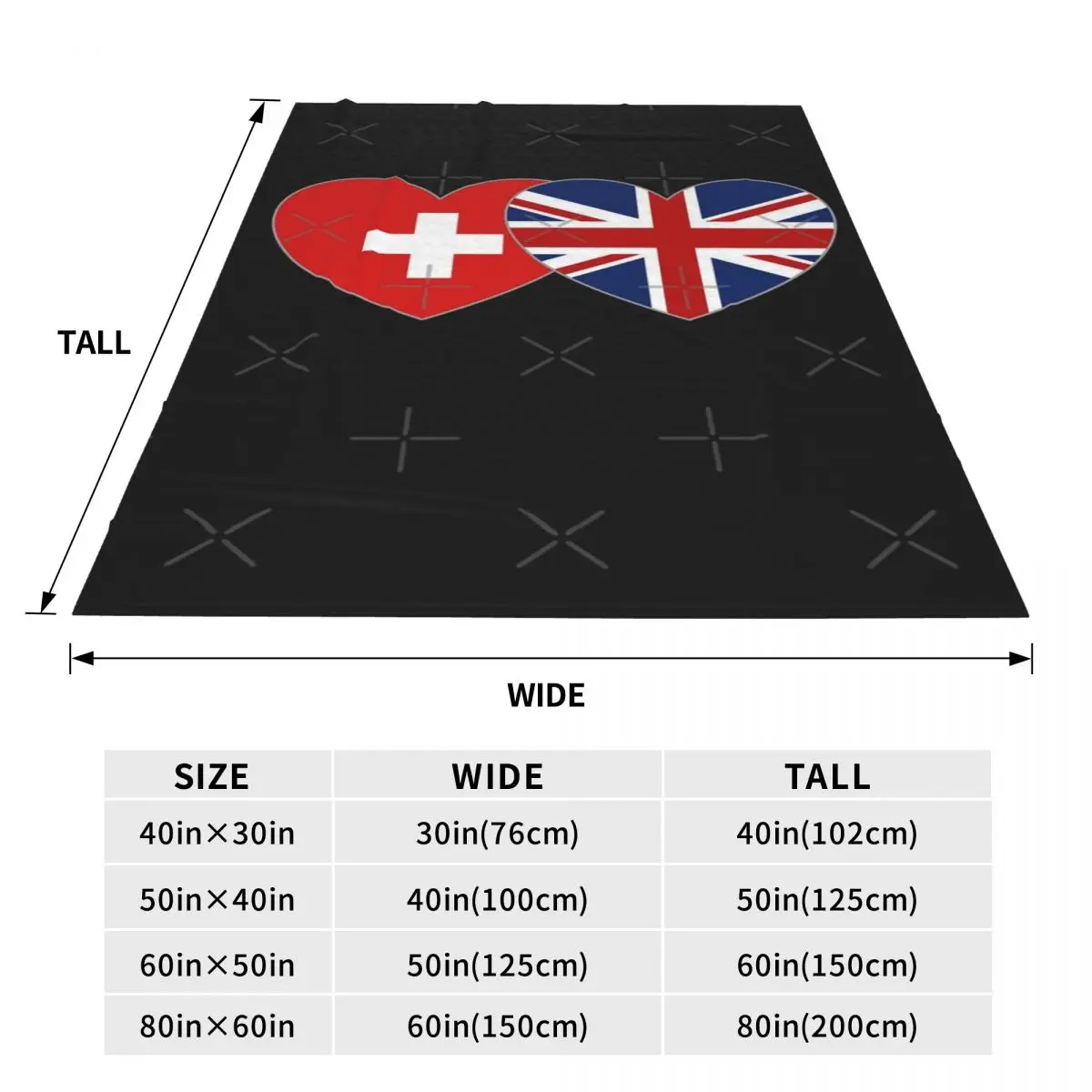 Switzerland England Flag Heart Four Seasons Universal Blanket Office Can Be Covered Father's Day Gift