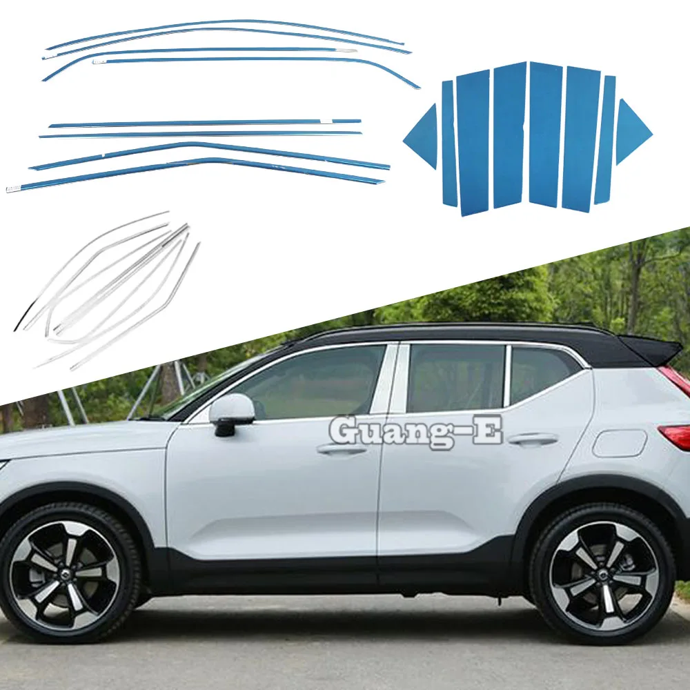 

For VOLVO XC40 2018 2019 2020 2021 2022 2023 Car Styling Stainless Steel Garnish Pillar Window Middle Strip Trim Frame Lamp Hood