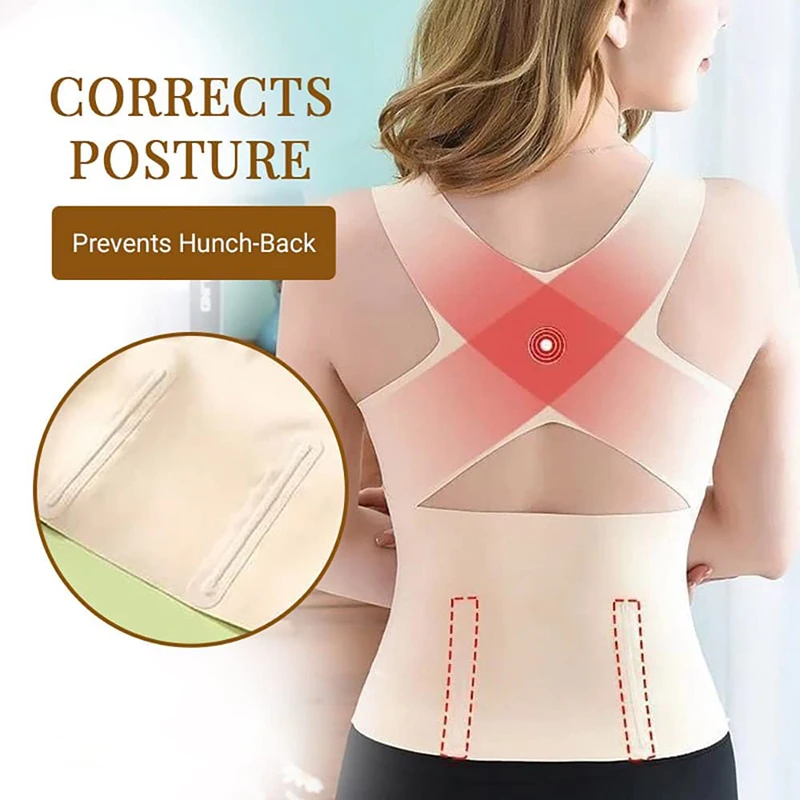 3-in-1 Waist Buttoned Bra Women\'s Shapewear Posture Corrector Corset Slimming Cross Back Underwear Shapers Belly Sheath Tank Top