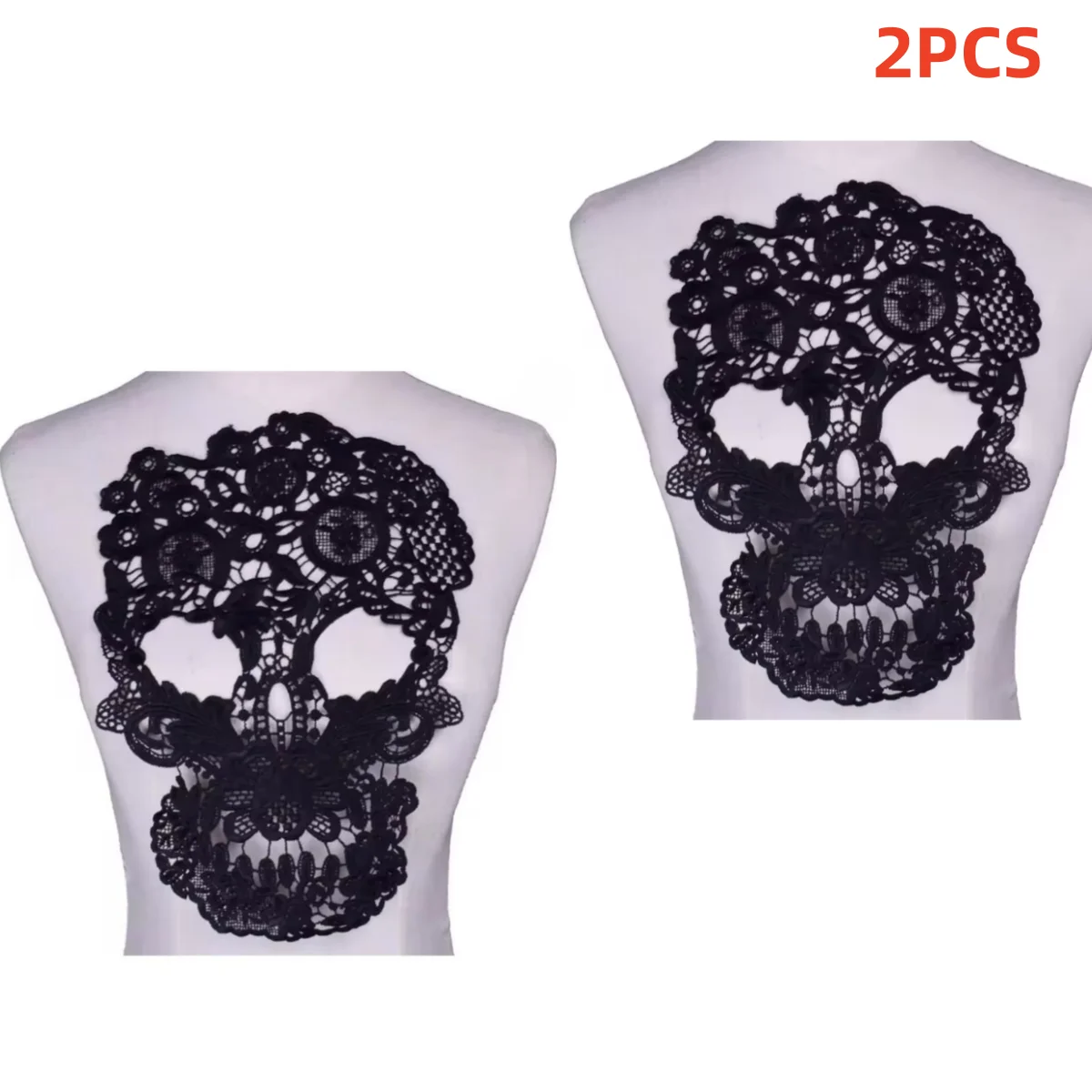 2 pieces of skeleton skeleton design embroidered lace patches for sewing patches, DIY clothing decoration sewing fabric patches,