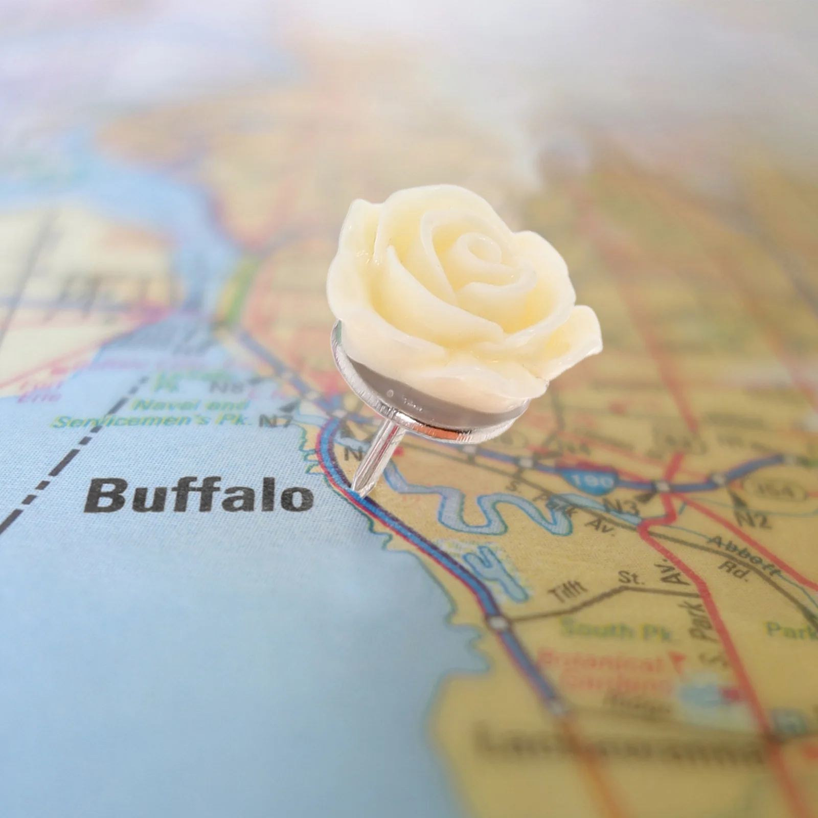 30Pcs Multi-Function Flower Push Pins Resin Rose Design Cute Thumbtacks for Maps Crafts Geography Lessons Display