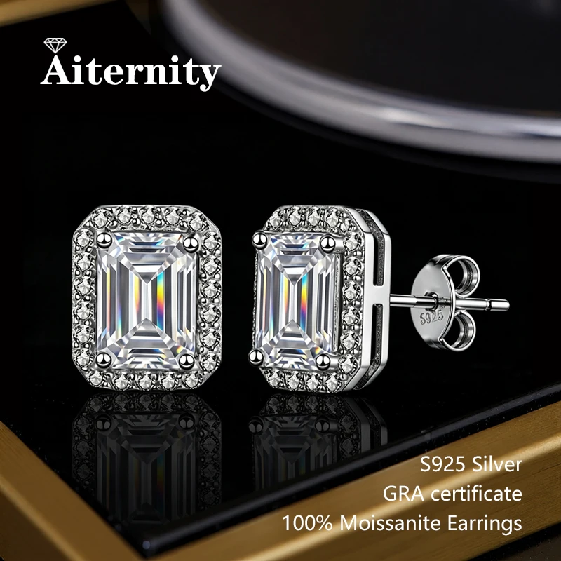 0,5-2ct Radiant-Schliff Moissanit-Ohrringe 3EX D VVS1 Zertifiziert S925 Silber Damen-Party-Schmuck Geschenk mit GRA-Zertifikat – Detail 18