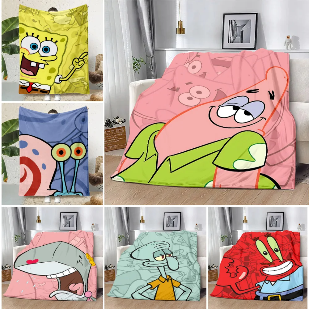 Lovely S-SpongeBobs Patricks Star Printed Blanket Picnic Blankets Warm Blanket Soft and Comfortable Blanket Home Travel Birthday