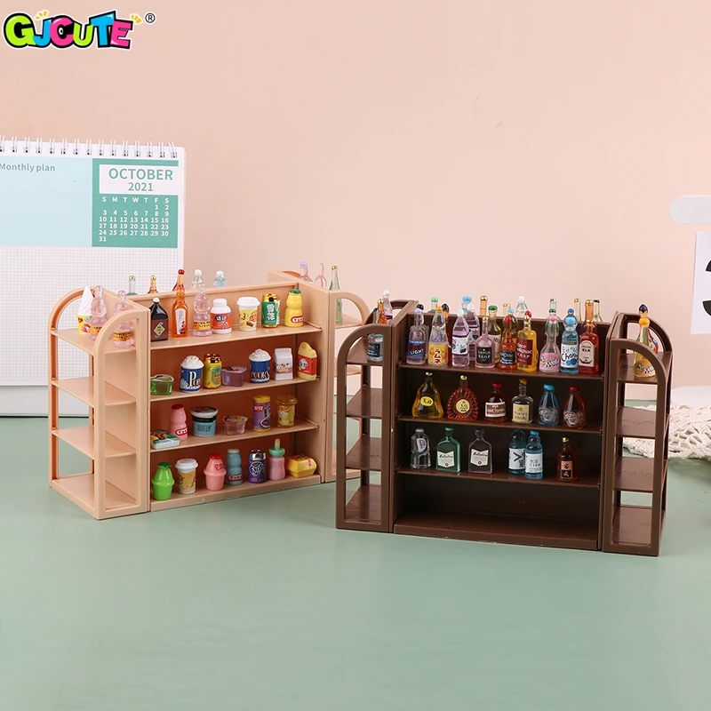 Poppenhuis Decor Accessoires Miniatuur Supermarkt Plank Mini Display Opbergrek Model Speelgoed Poppenhuis Accessoires