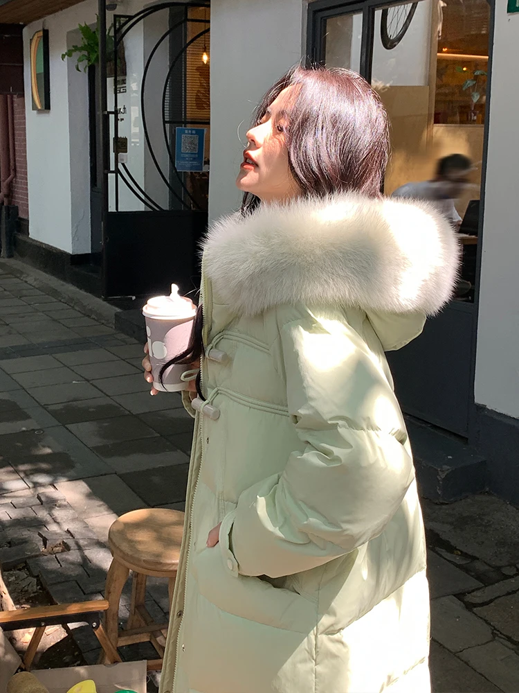 

SuJiuer Women's Thiened Mid-Length down Jaet White Du Feather Faionable Winter Coat Korean Sle Straight Cut