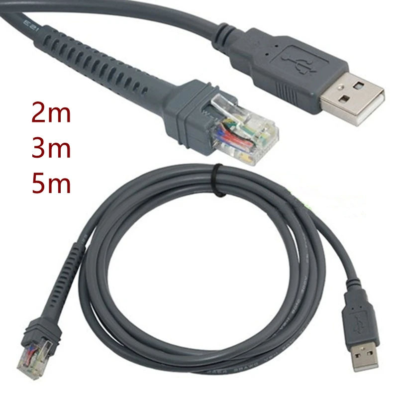 Cabo de dados do scanner 5m 3m usb para rj48 rj50 para ls2208 ls1203 ls2208/ap ls4008i ls7808 ds3400 para zebra xunbao motorola honeywell