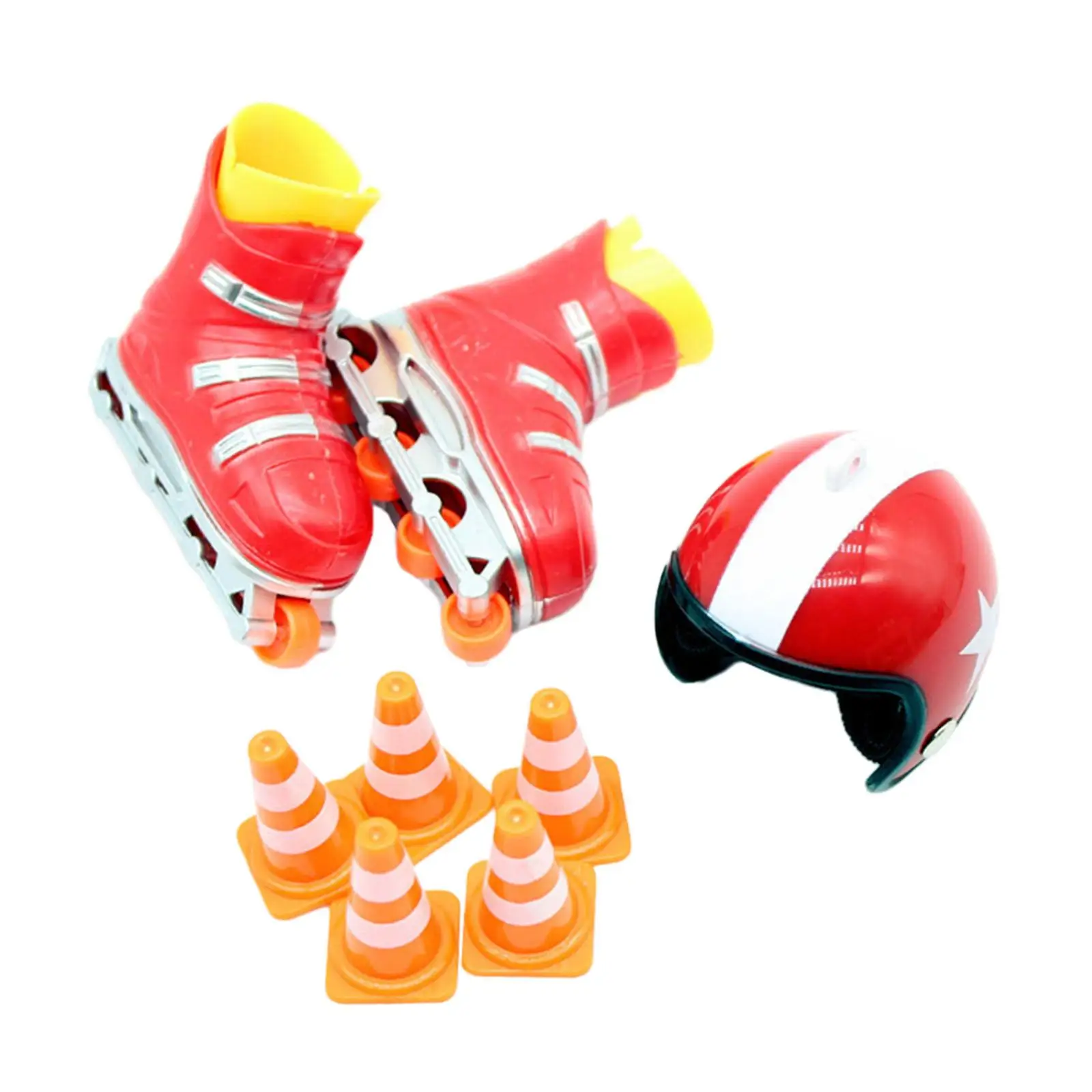 5x Miniature Skating Set with Protective Gear for Dollhouse Decor