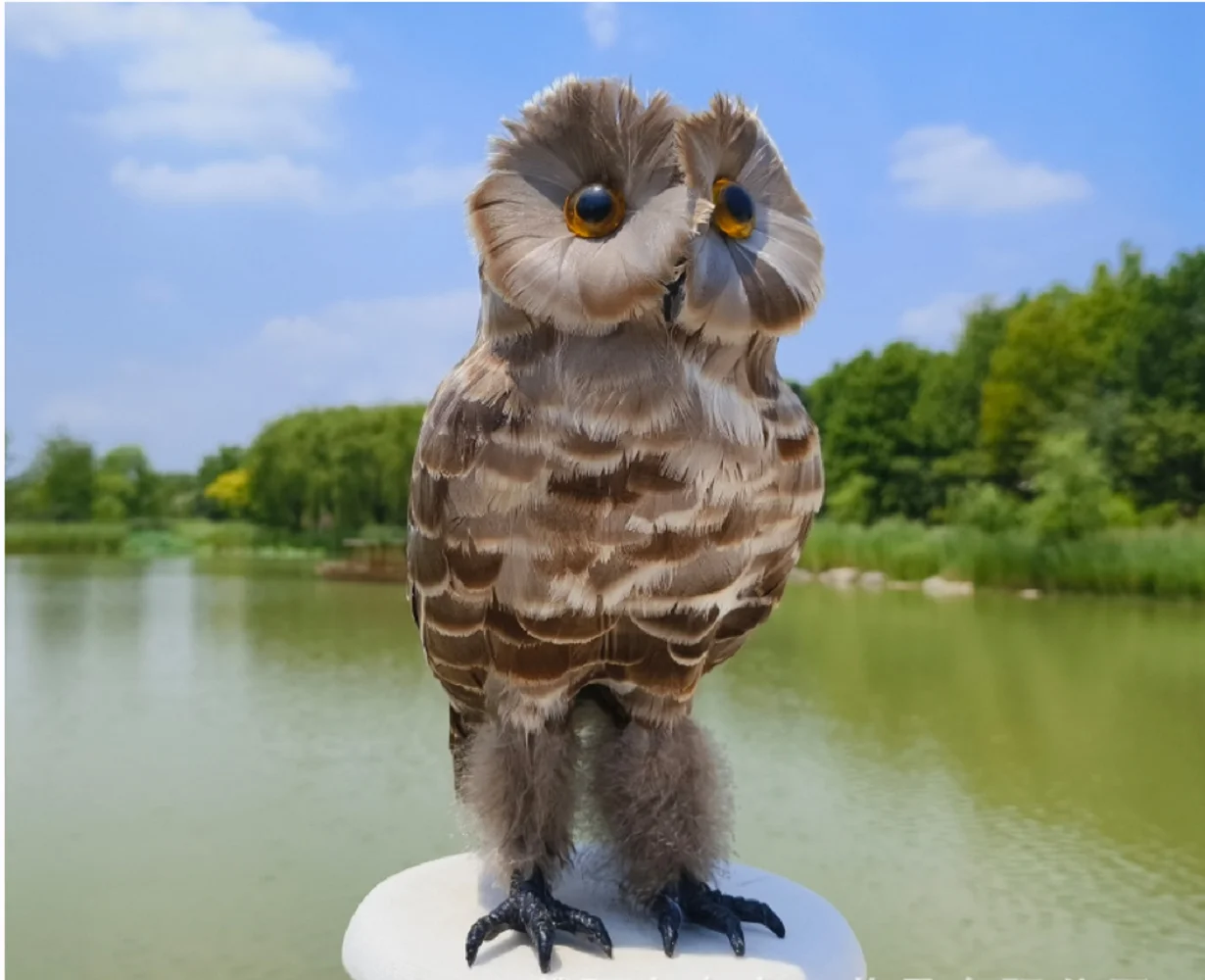 

new brown foam&feathers simulation owl model toy garden decoration gift About 32cm