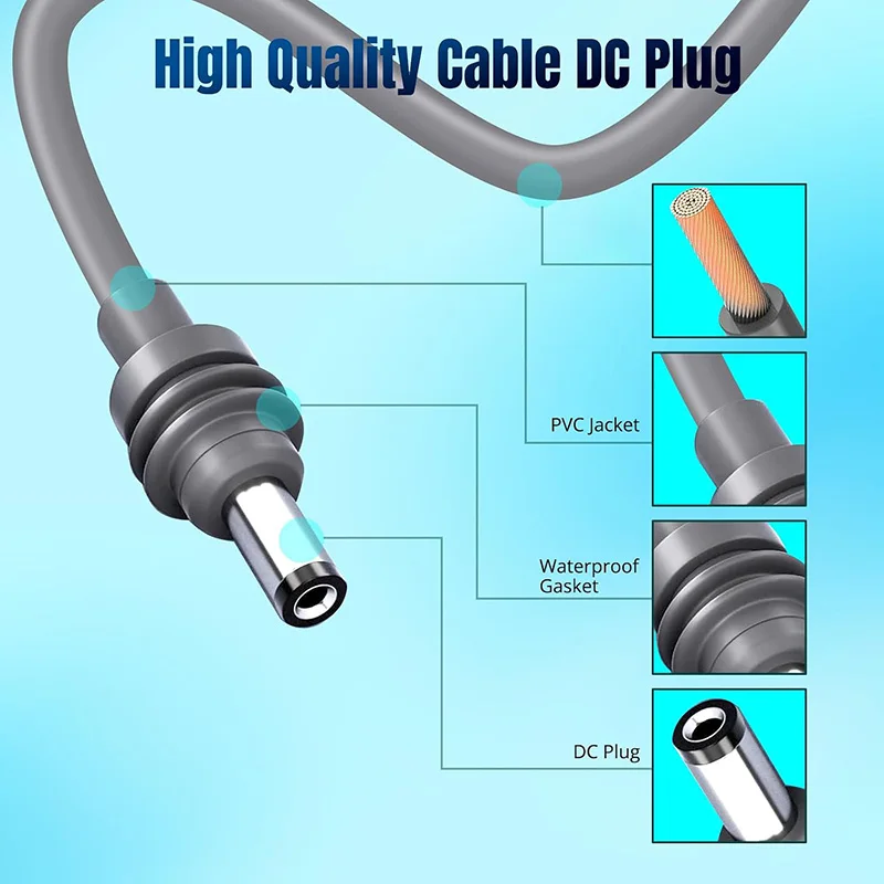 DC cable connector male and female adapter fit for Starlink mini waterproof DC5521 connector wire power cord extension parts