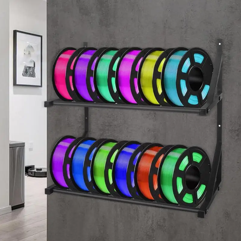 Rack de filamento de impressora 3d, prateleira de armazenamento de filamento 3d de camada dupla, suporte de exibição de parede para oficina, empresa, uso empresarial